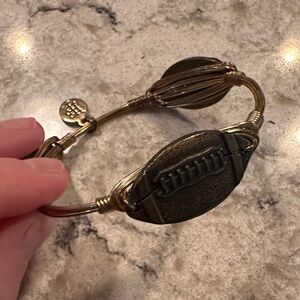 Bourbon and Bowties Gold Wire Football Bangle Bracelet